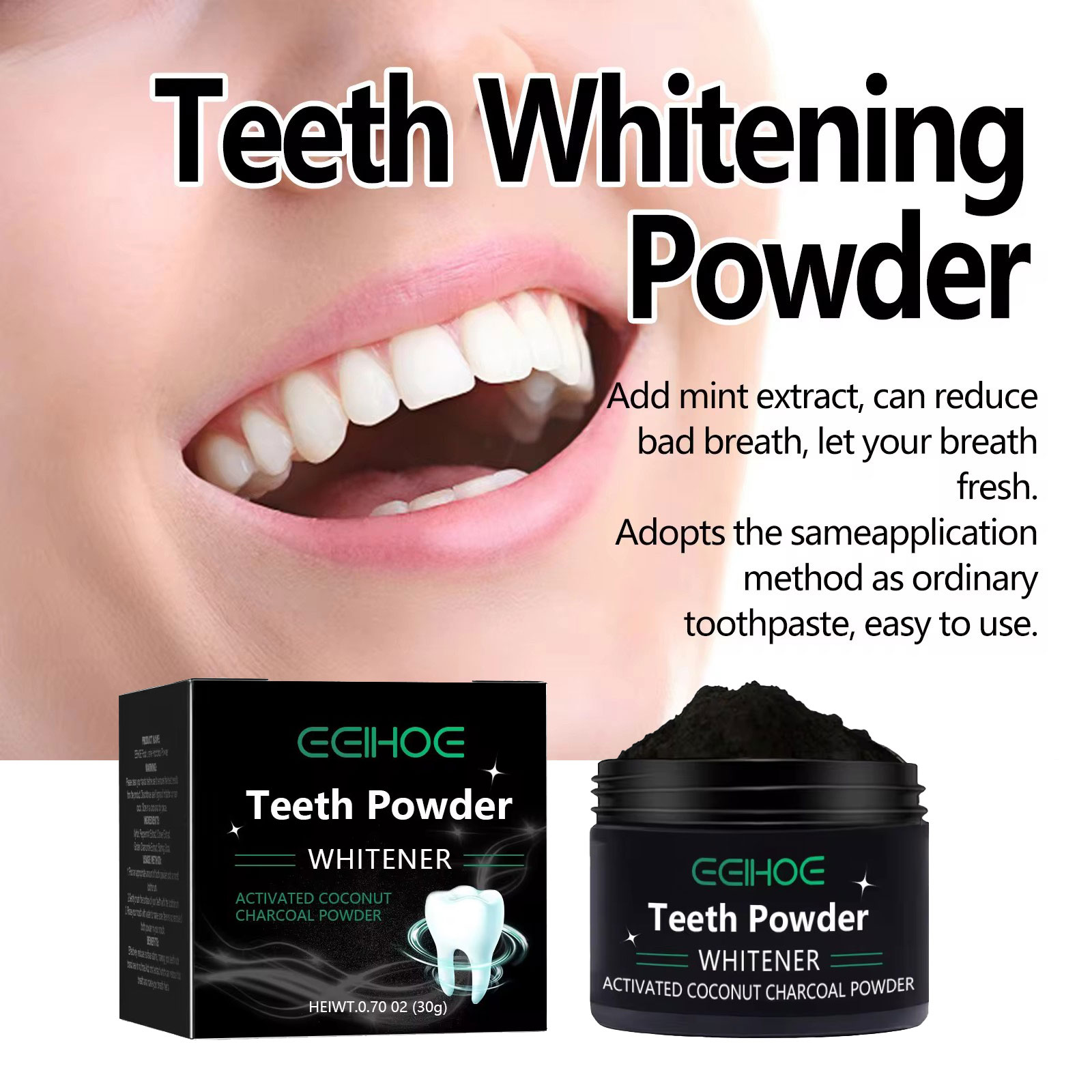 EELHOE Charcoal Powder for Tee – обзор и цена Whitening Powder Activated