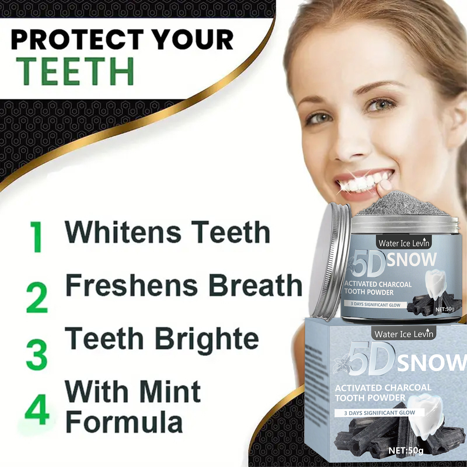 Water Ice Levin 5D Snow Activa – обзор и цена Whitening Powder Activated